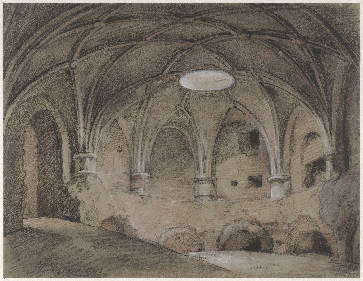 Sección del Spanjaardshol en el Vreeburg en Utrecht de Hendrik Willem Cramer
