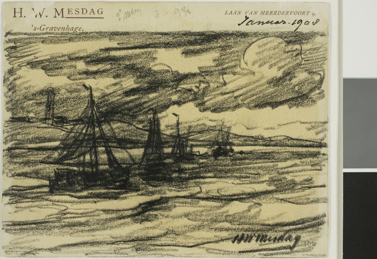 Barcos en el mar de Hendrik Willem Mesdag