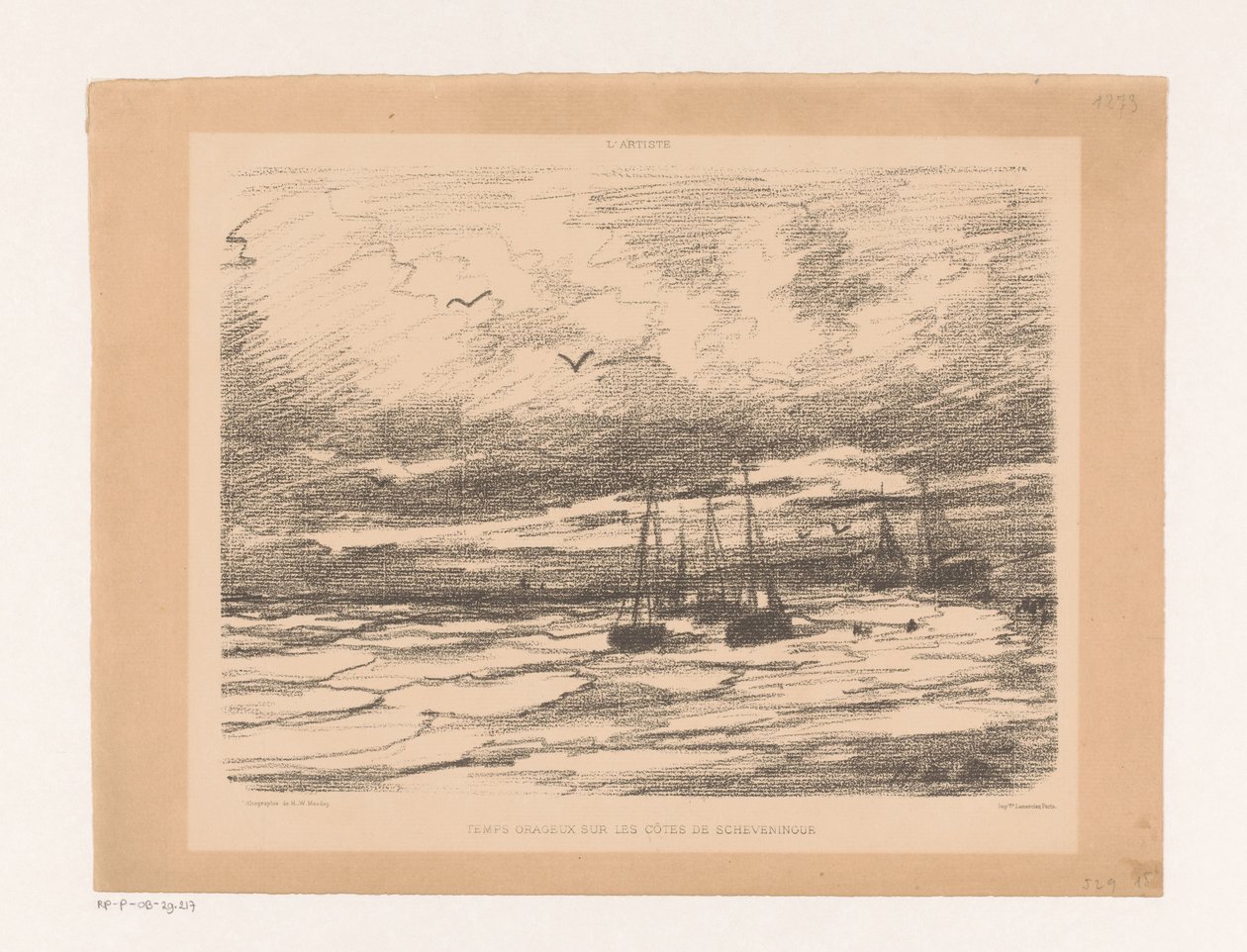 Clima tormentoso en la costa de Scheveningen Temps orageux sur les côtes de Scheveningue (título sobre el objeto) de Hendrik Willem Mesdag