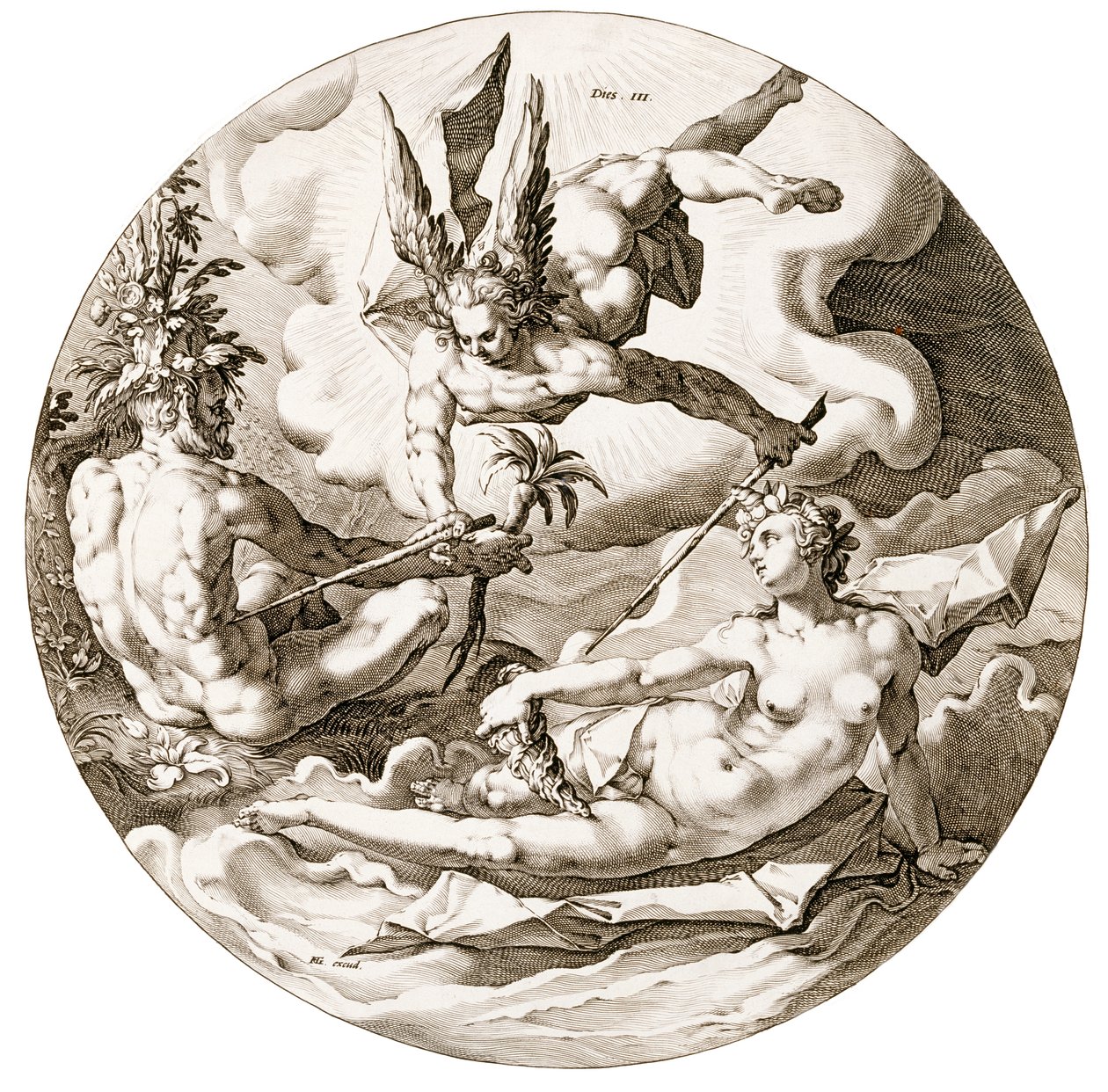 Día III, La Separación de las Aguas, de la serie Los Seis Días de la Creación, 1589 de Hendrik after Goltzius