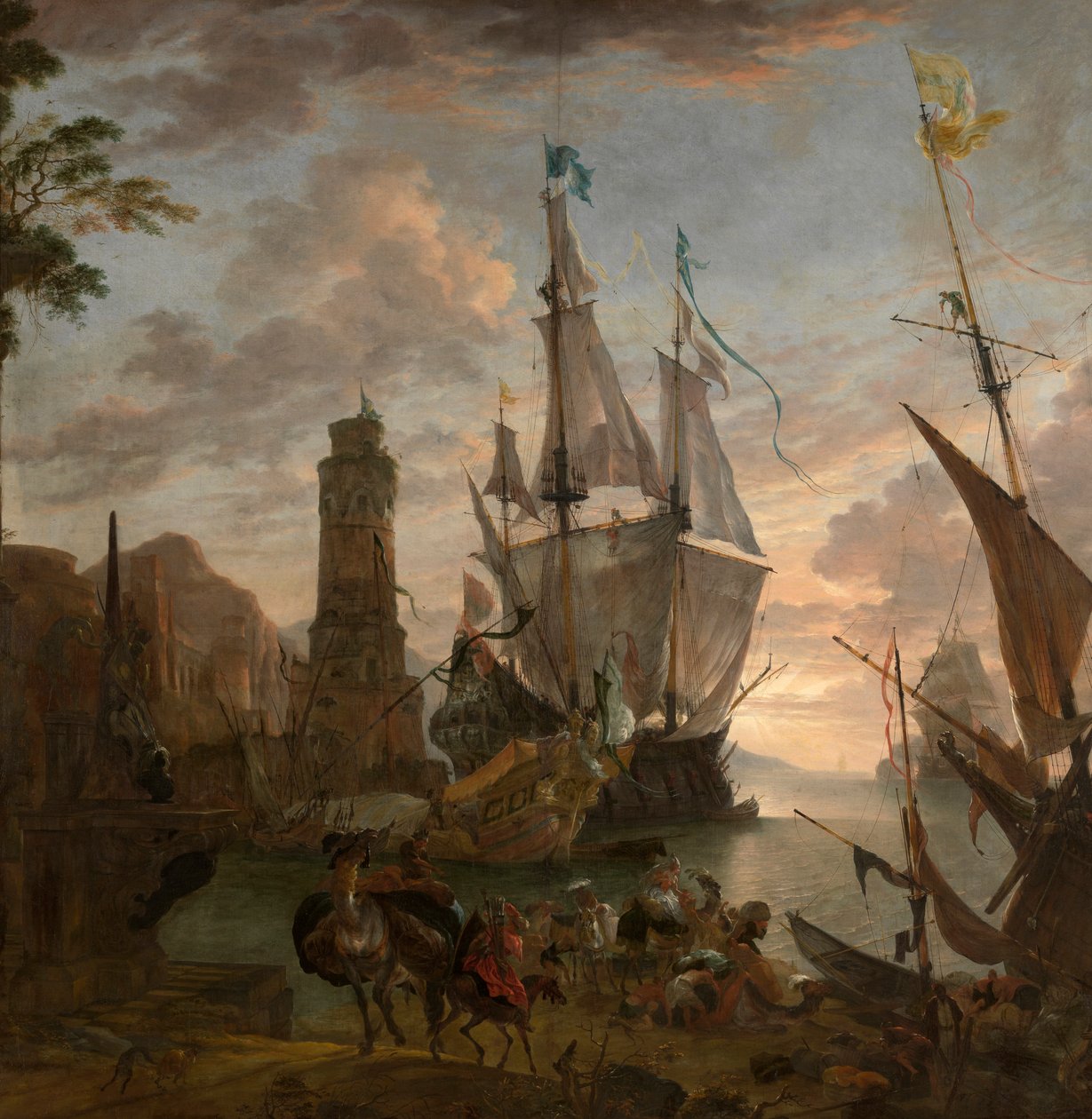 Oriental Seaport (óleo sobre lienzo) de Hendrik van Minderhout