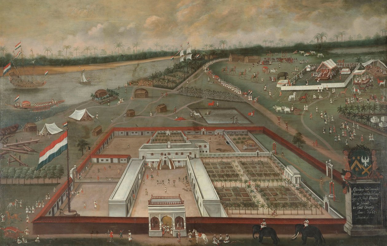 El puesto comercial de la Compañía Holandesa de las Indias Orientales en Hooghly, Bengala de Hendrik van Schuylenburgh