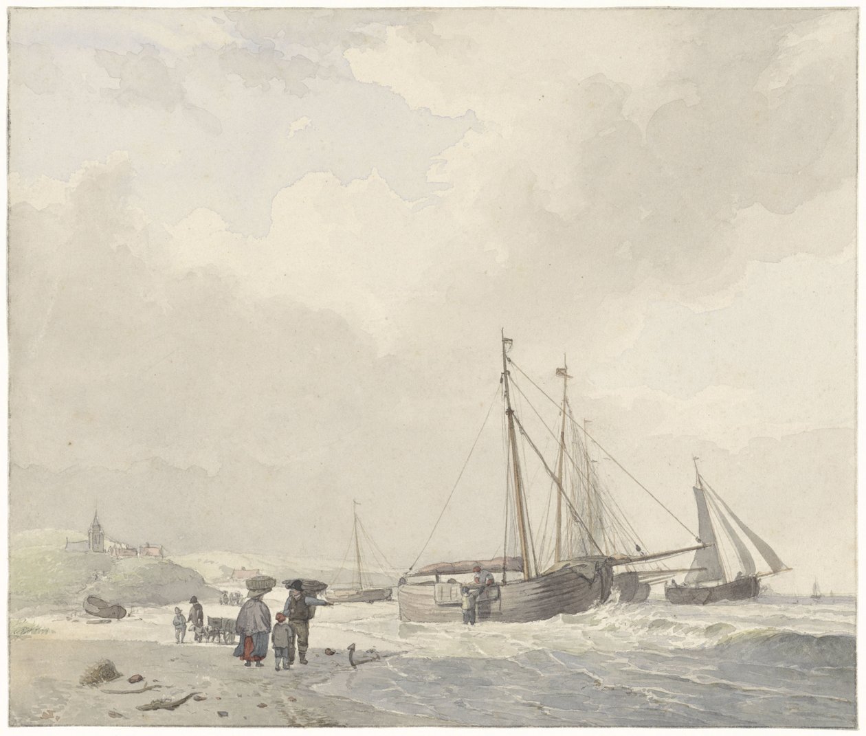 Vista de la playa cerca de Scheveningen de Hendrikus van de Sande Bakhuyzen