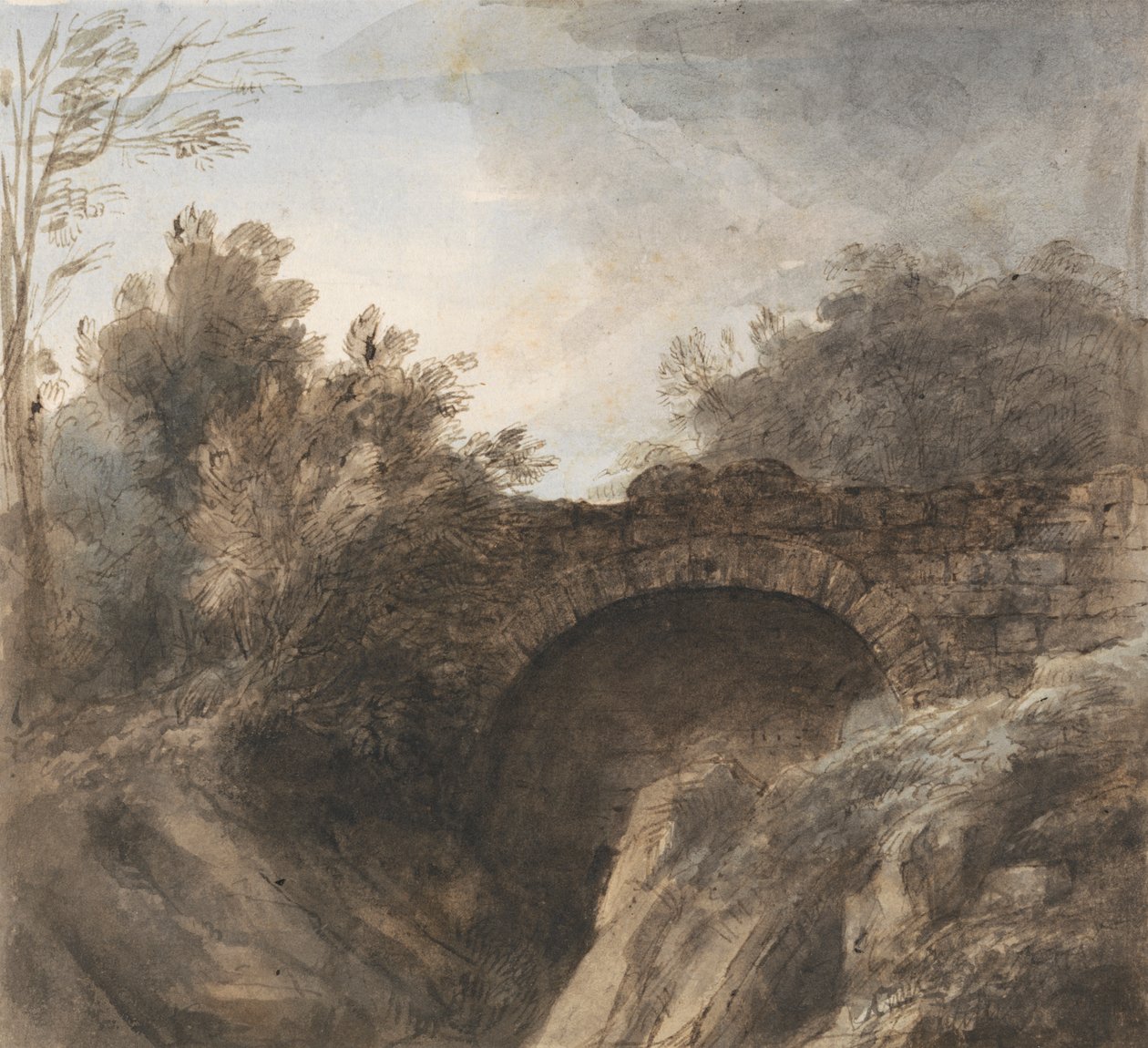 Puente sobre un profundo desfiladero de Heneage Finch fourth Earl of Aylesford