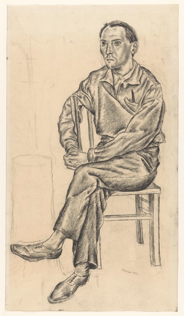 Hombre sentado en una silla de Henk Henriët (signed by artist)