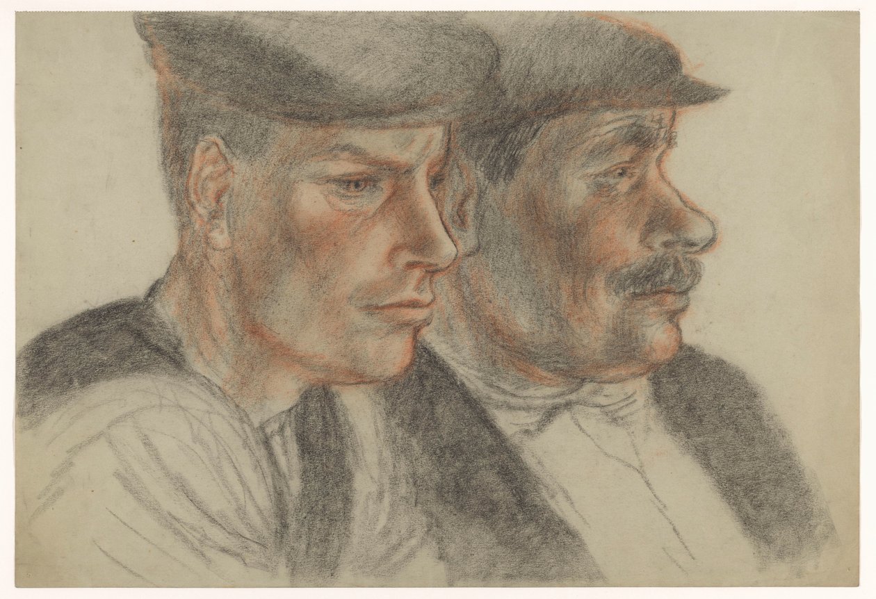 Retrato de dos hombres no identificados con gorra de Henk Henriët