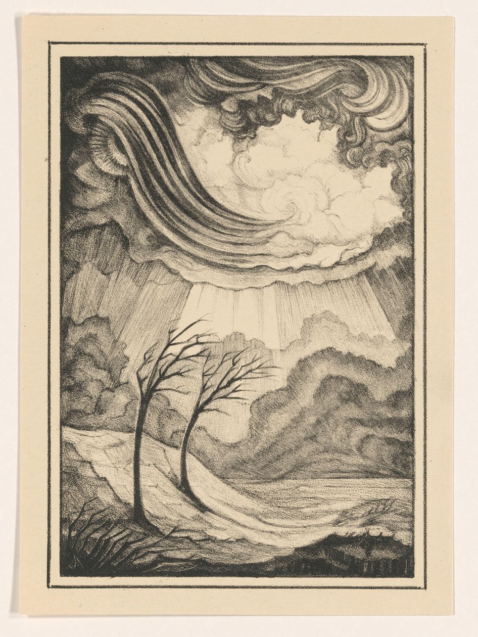 Paisaje con dos árboles al viento de Henk Schilling