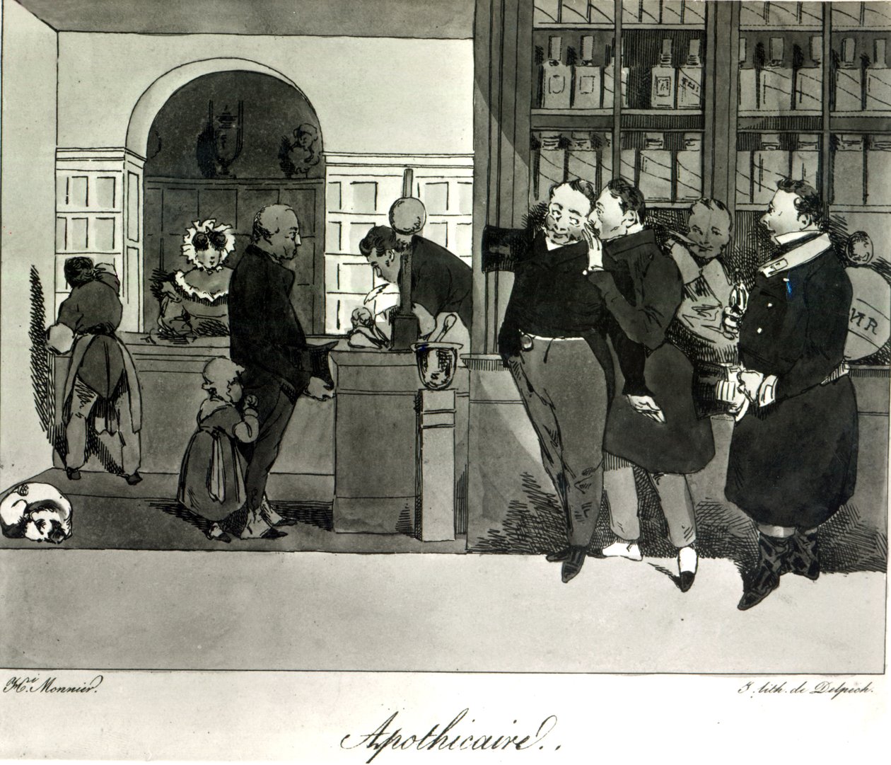 Boticario, grabado por Delpech de Henri Bonaventure Monnier