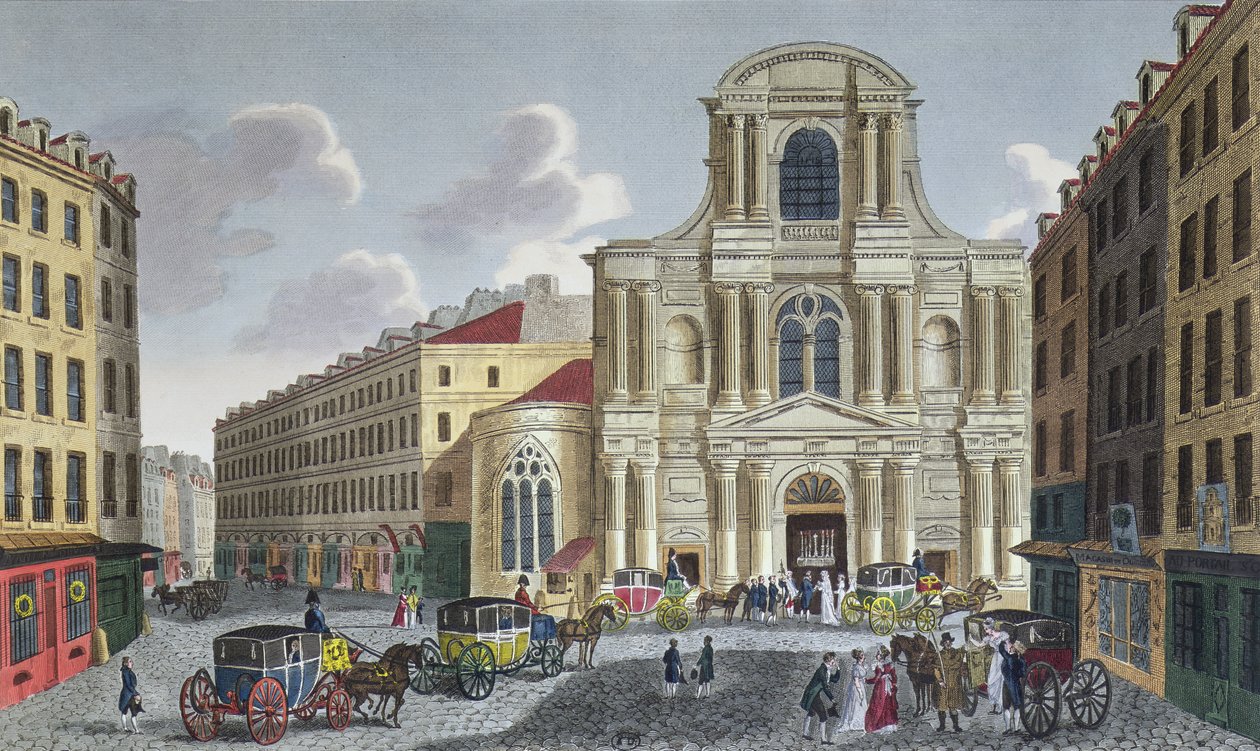 El Pórtico de la Iglesia de San Gervasio, c.1815-20 (grabado en color) de Henri Courvoisier Voisin