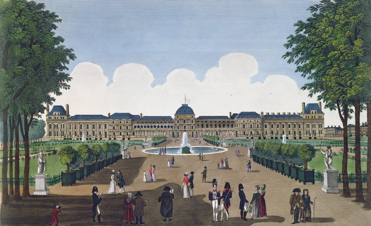 Las Tullerías y los Jardines de las Tullerías, c.1815-20 de Henri Courvoisier Voisin