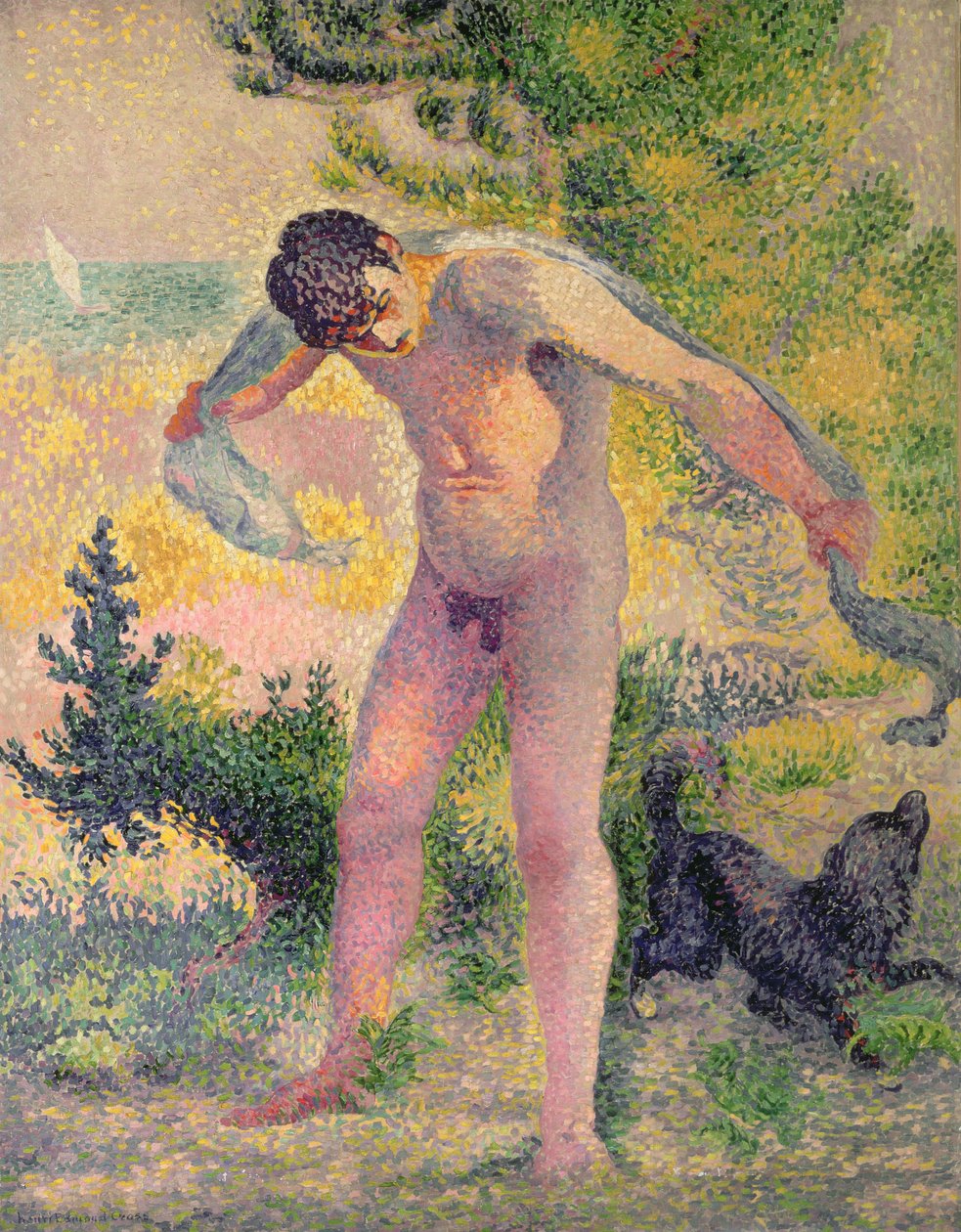 Bañista secándose en St. Tropez, 1893 de Henri Edmond Cross