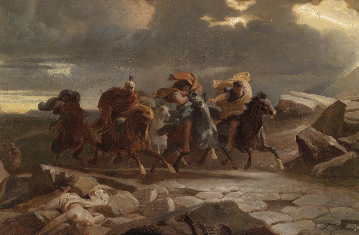 En la huida de Henri Felix Emmanuel Philippoteaux