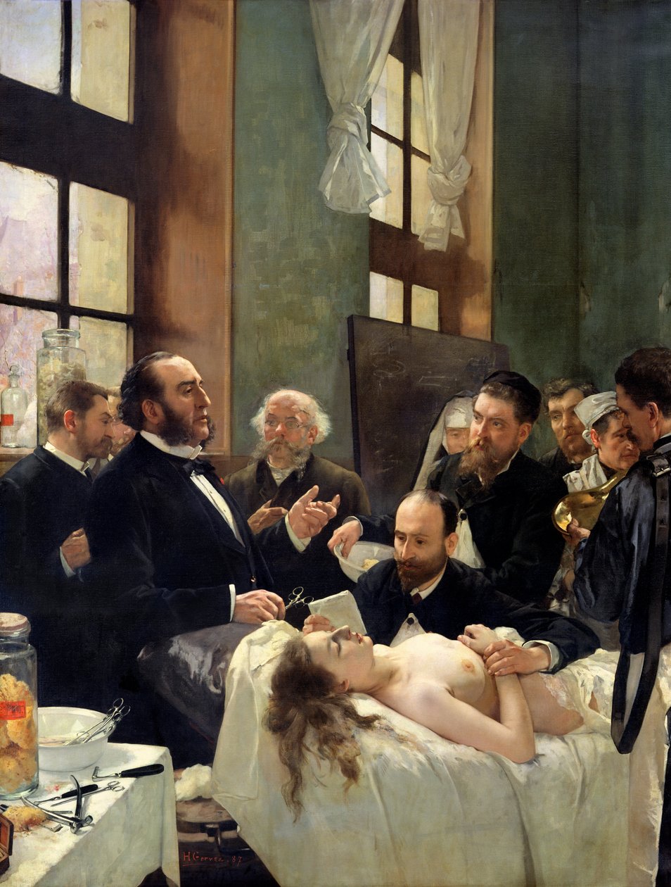Antes de la operación, o el Doctor Pean enseñando en el hospital Saint-Louis, 1887 de Henri Gervex
