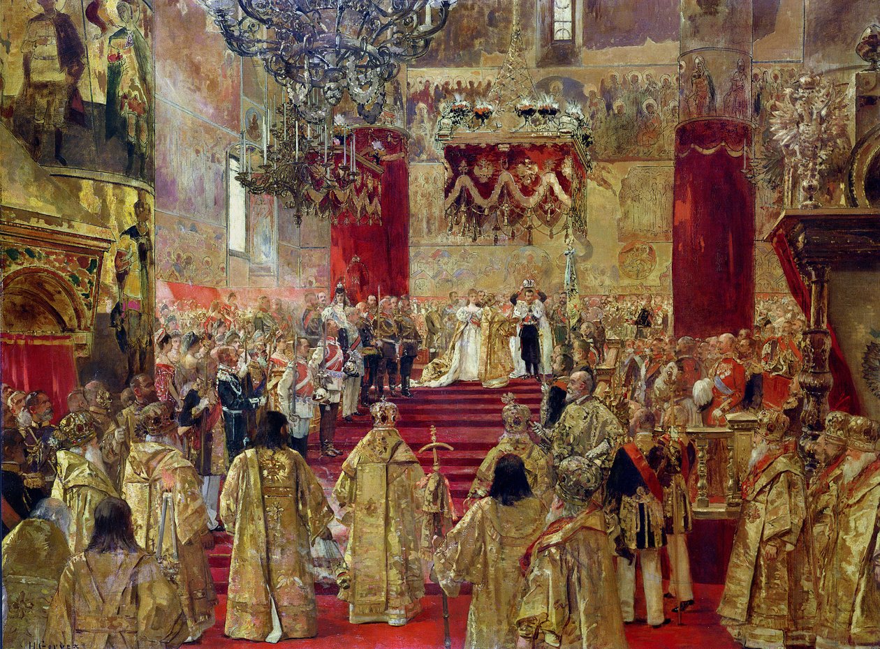 Estudio para la coronación del Zar Nicolás II y la Zarina Alexandra en la Iglesia de la Asunción, Moscú, 14 de mayo de 1896 de Henri Gervex