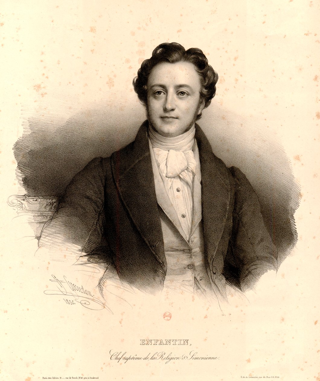 Enfantin Jefe supremo de la religión Saint-simoniana de Henri Grevedon