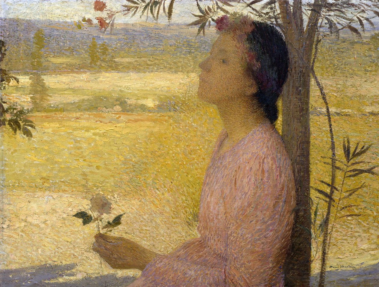 Joven con una rosa de Henri Martin