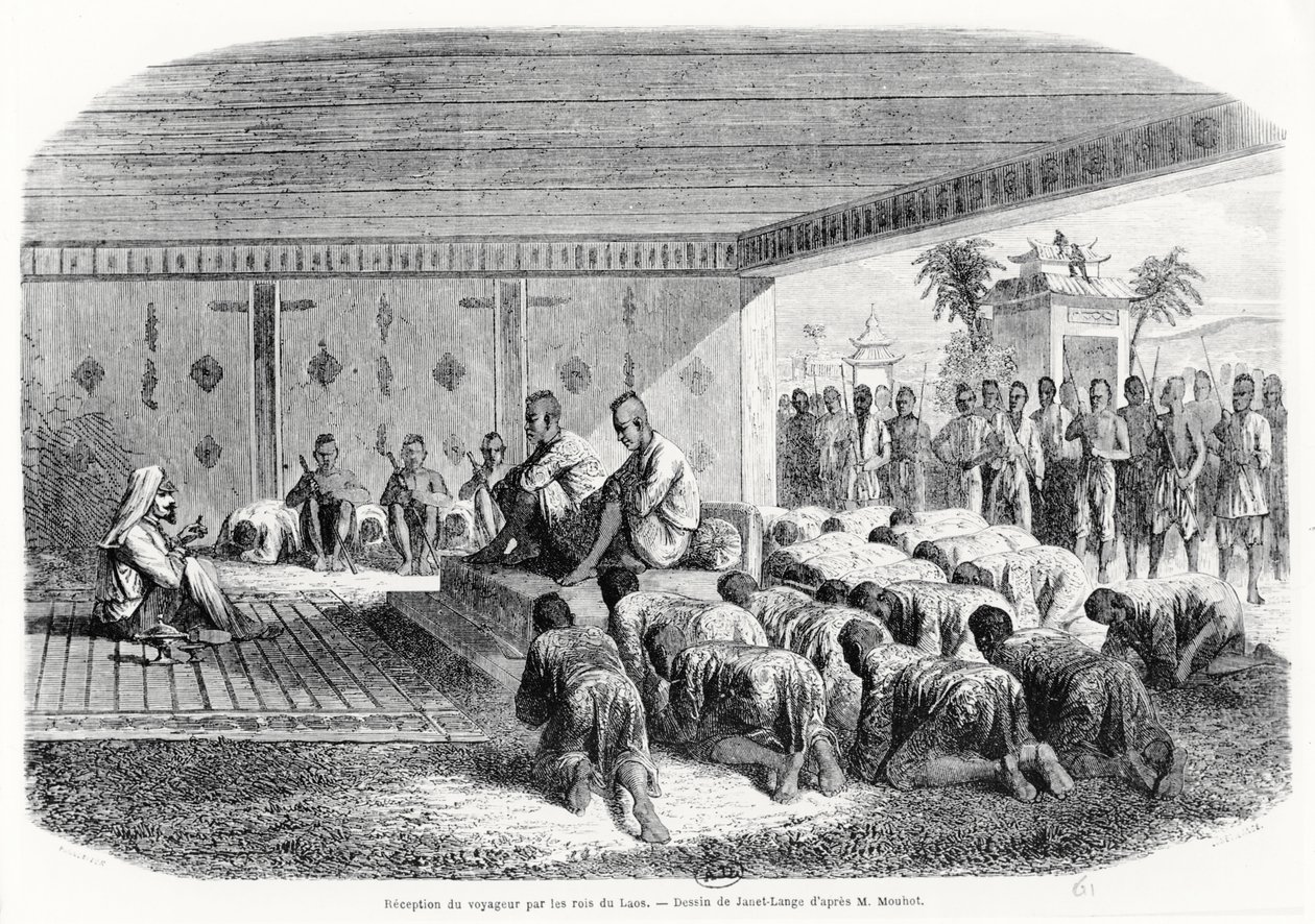 Recepción de un viajero por el Rey de Laos, 1861 de Henri Mouhot