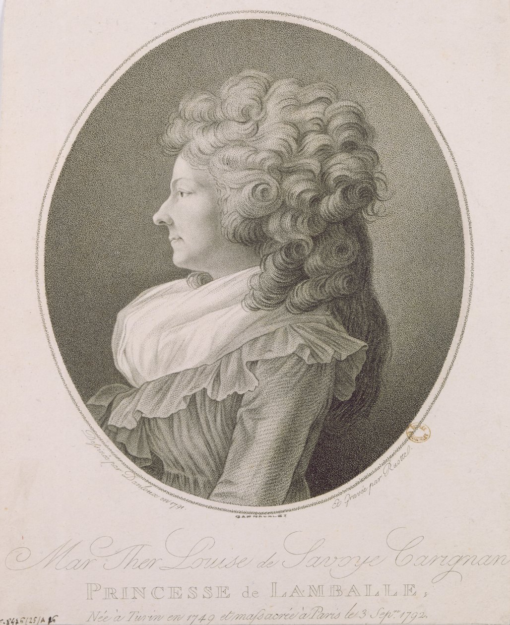 Marie Therese Louise de Savoie-Carignan (1749-92) Princesa de Lamballe, 1791 de Henri Pierre Danloux