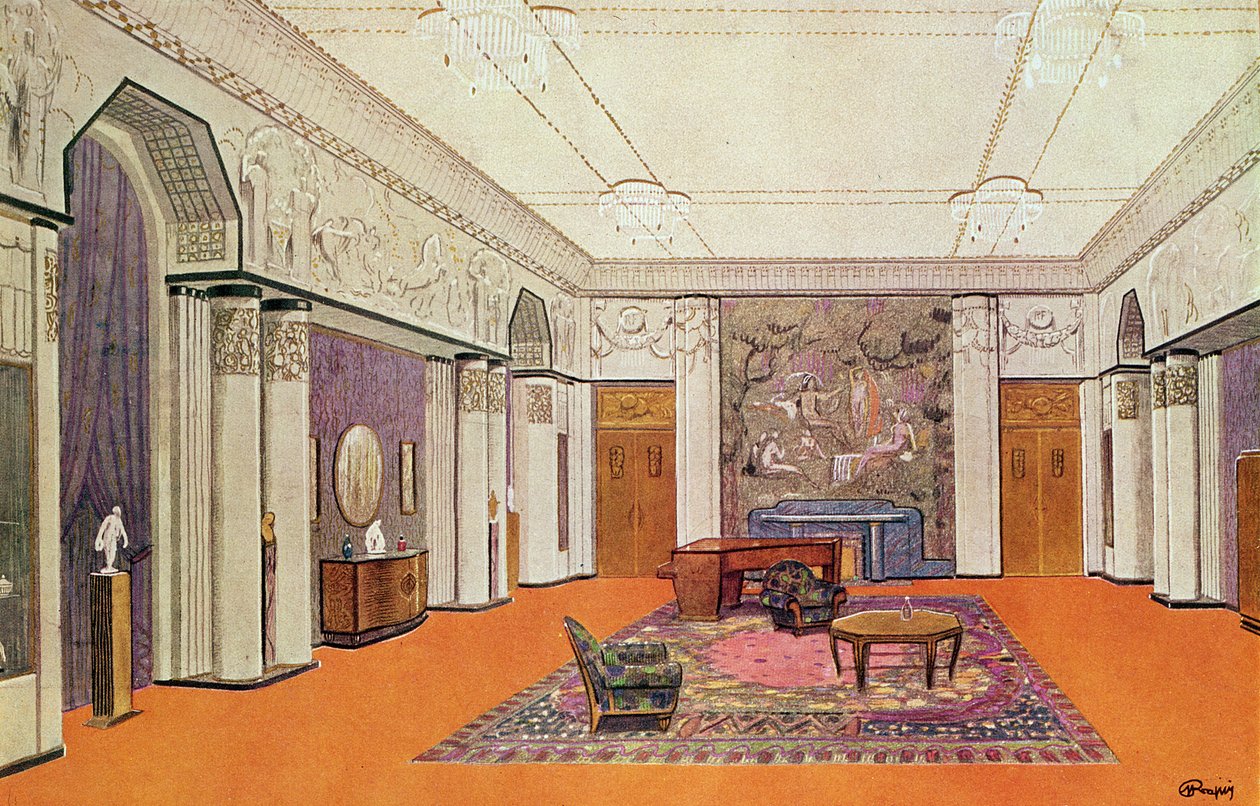 Salón para un Embajador, proyecto para la Exposición de Artes Decorativas en 1925 de Henri Rapin