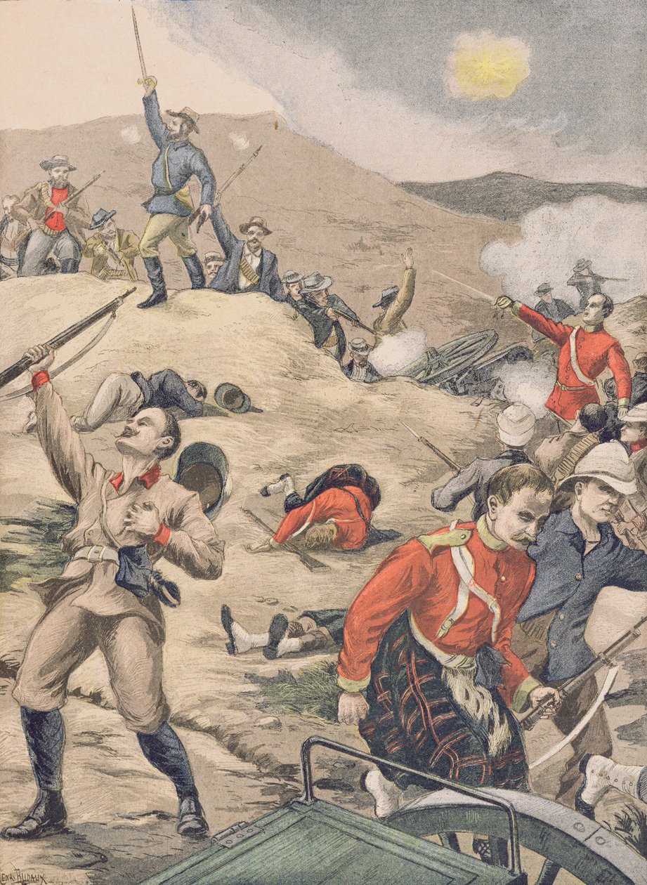 En Transvaal, la toma de una batería inglesa por los bóers, ilustración de 