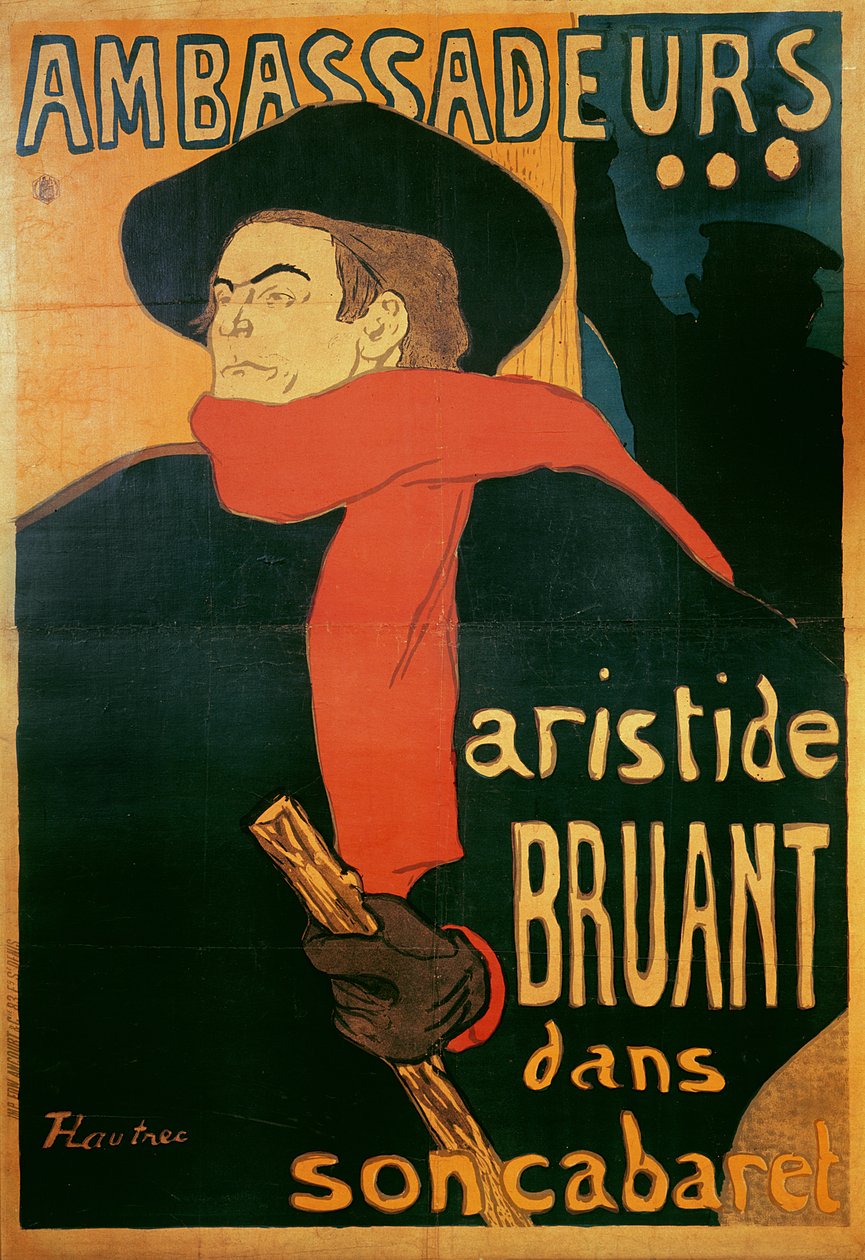 Ambassadeurs: Aristide Bruant, 1892 de Henri de Toulouse Lautrec