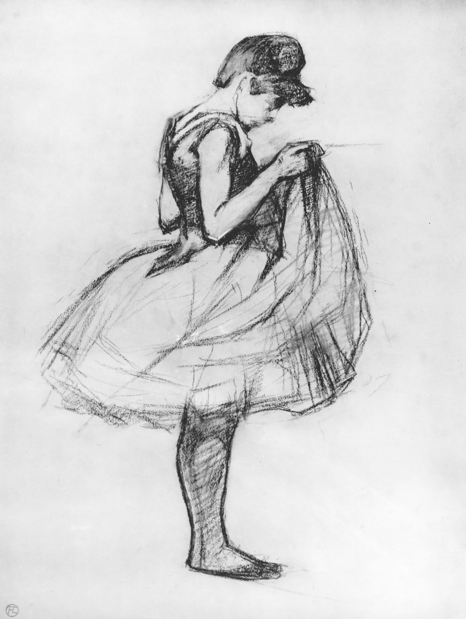 Bailarina ajustando su traje y levantando su falda, 1889 de Henri de Toulouse Lautrec