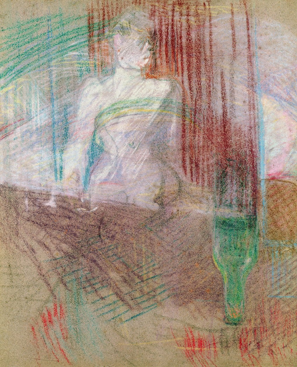 Mujer de pie detrás de una mesa, de 
