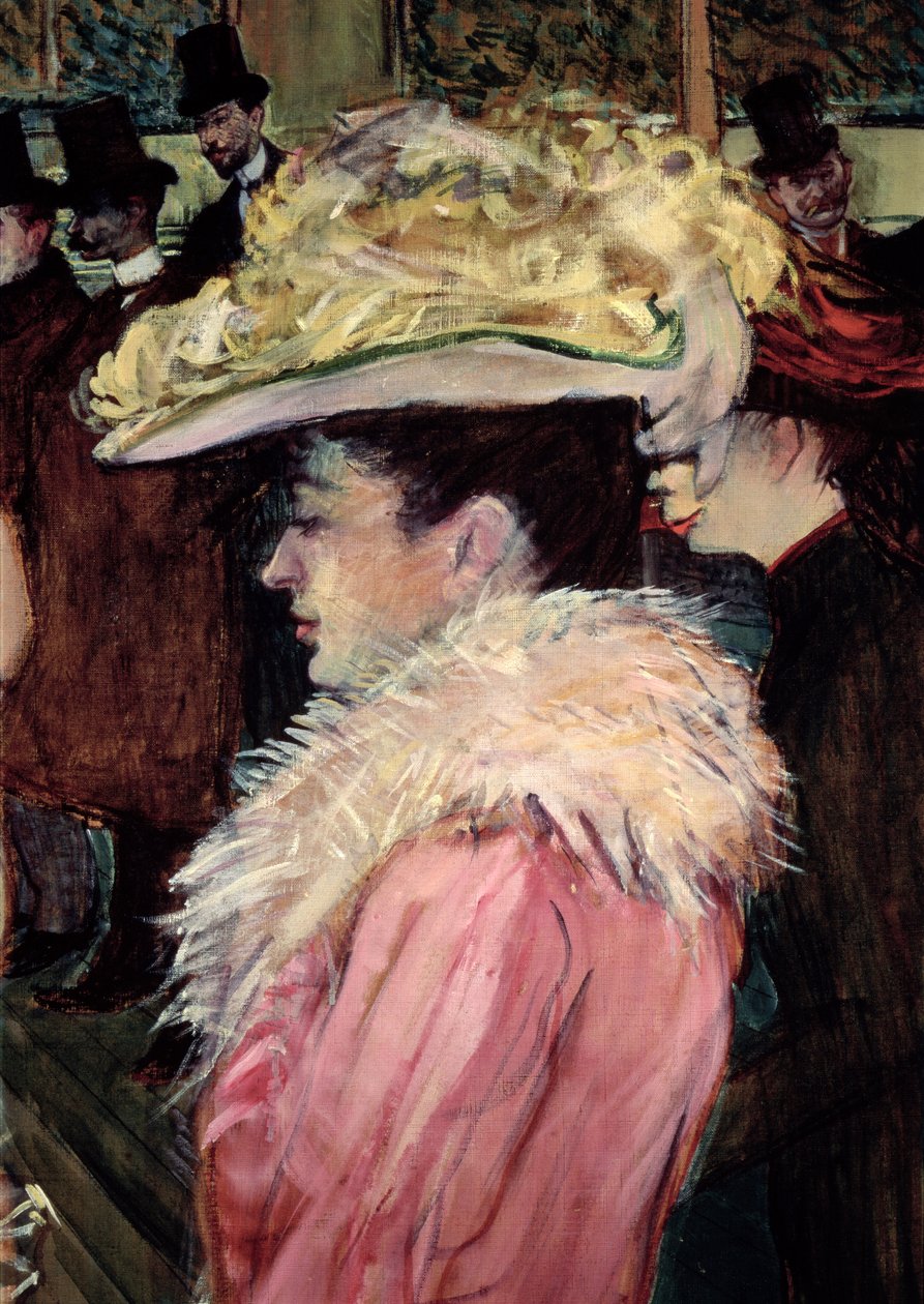 El baile del Moulin Rouge: detalle de una mujer elegante vestida de rosa, 1889-90 (detalle) de Henri de Toulouse Lautrec