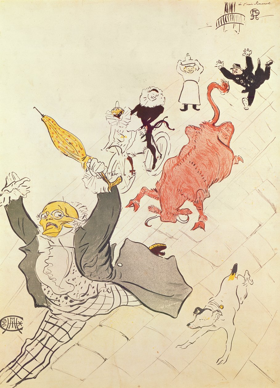 La vaca enfurecida (póster dedicado al amigo del artista Simonet), 1896 de Henri de Toulouse Lautrec