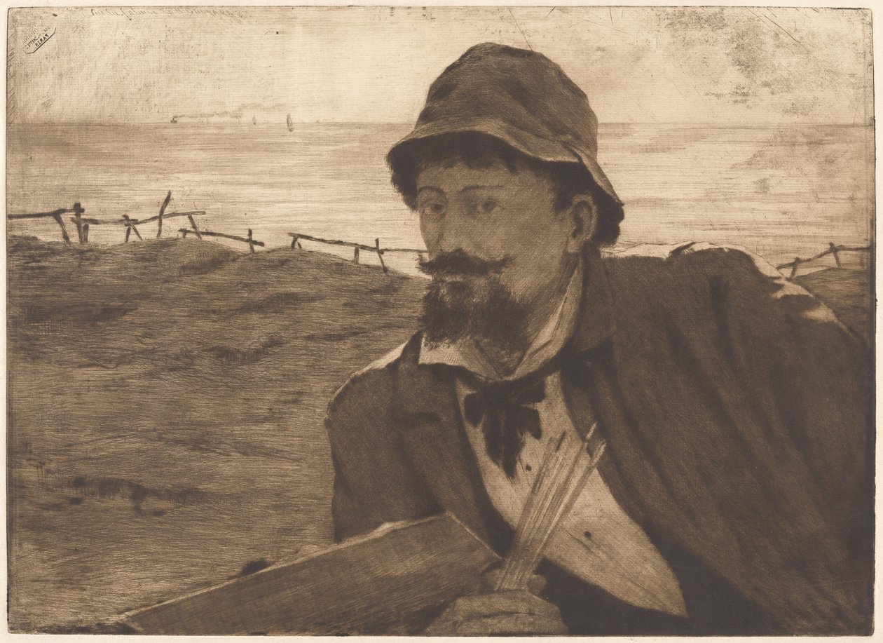 En el acantilado [Autorretrato] de Henri-Charles Guérard