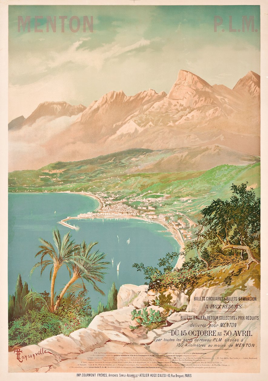 Póster publicitario de Menton, Francia de Henri Garnier Tanconville