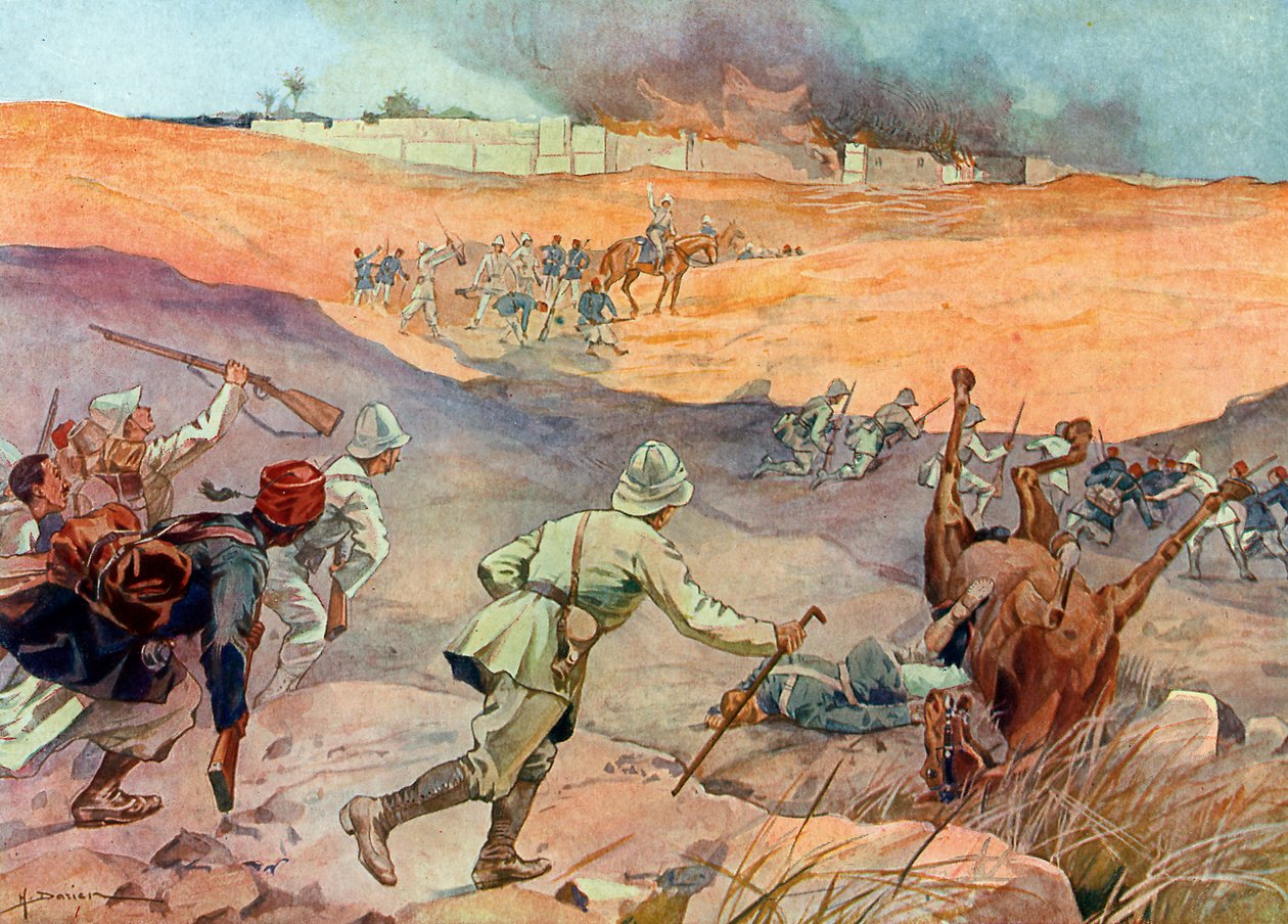 Conquista de Dahomey: "Las tropas del coronel Dodds a las puertas de Abomey de Henri Gaston Darien