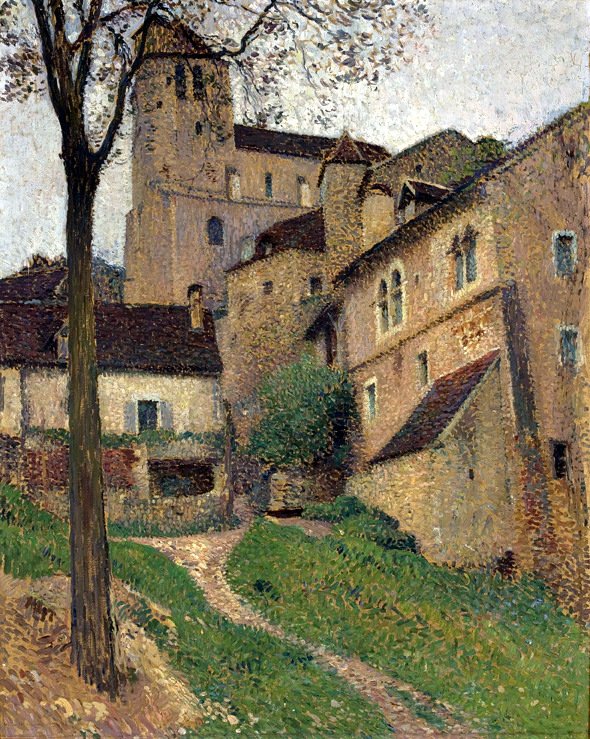 Paisaje con un castillo - Vista de Saint-Cirq-Lapopie de Henri Martin