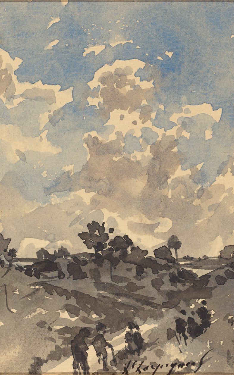 Un paisaje con figuras caminando por un sendero de Henri-Joseph Harpignies