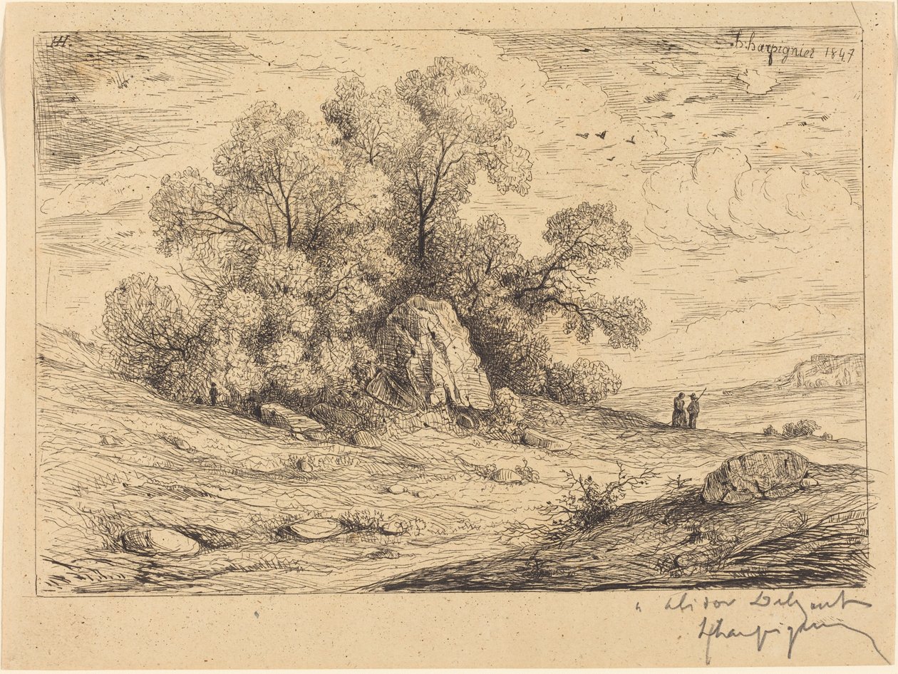 Grupo de árboles con rocas de Henri-Joseph Harpignies