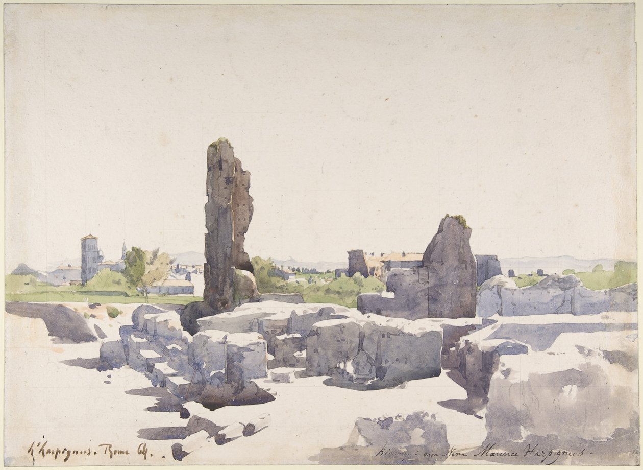 Vista del Coliseo desde la basílica de Domiciano y el Palacio Flavio, Roma de Henri-Joseph Harpignies