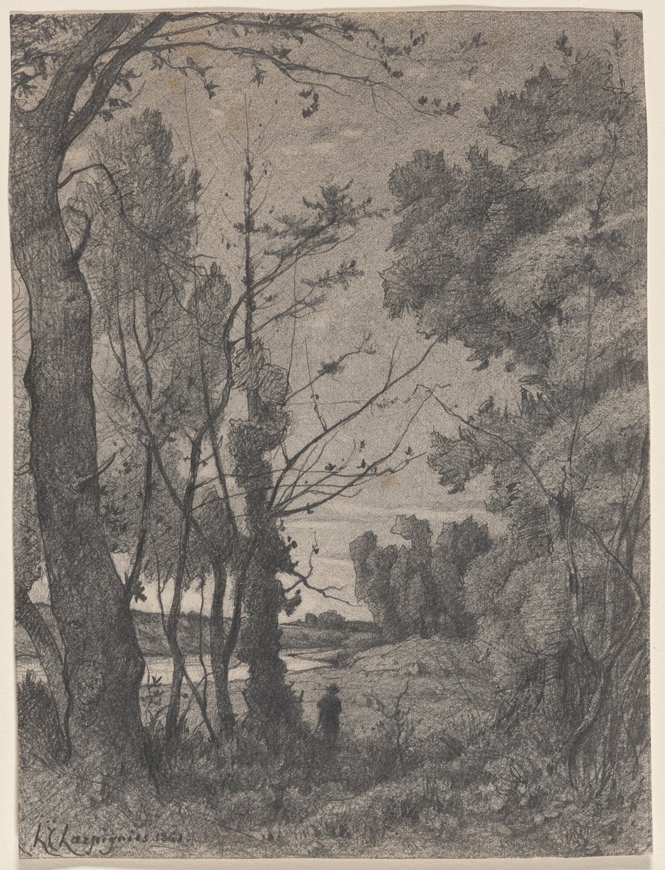 Paisaje boscoso junto a un río de Henri-Joseph Harpignies