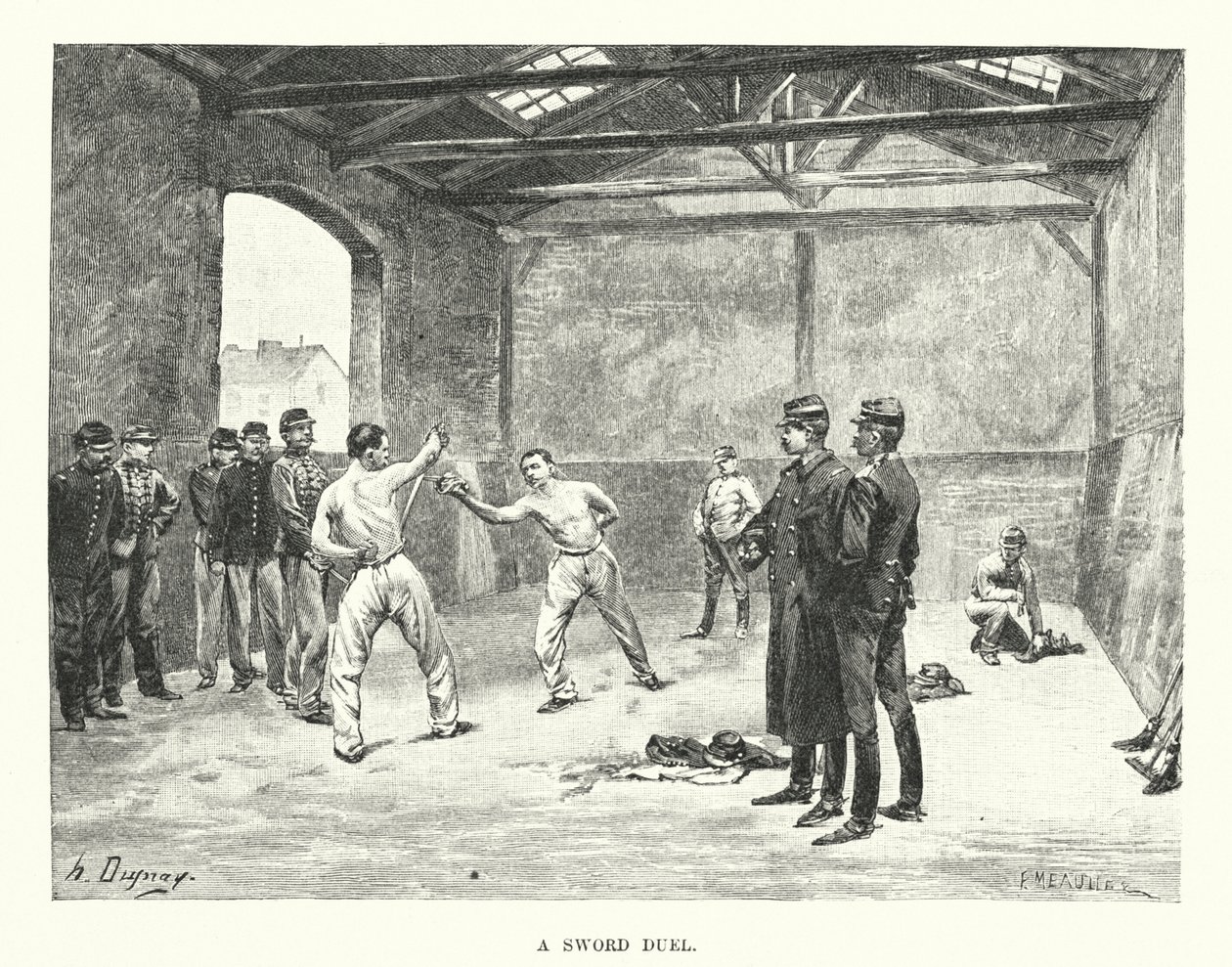 Duelo de espadas (grabado) de Henri-Louis Dupray
