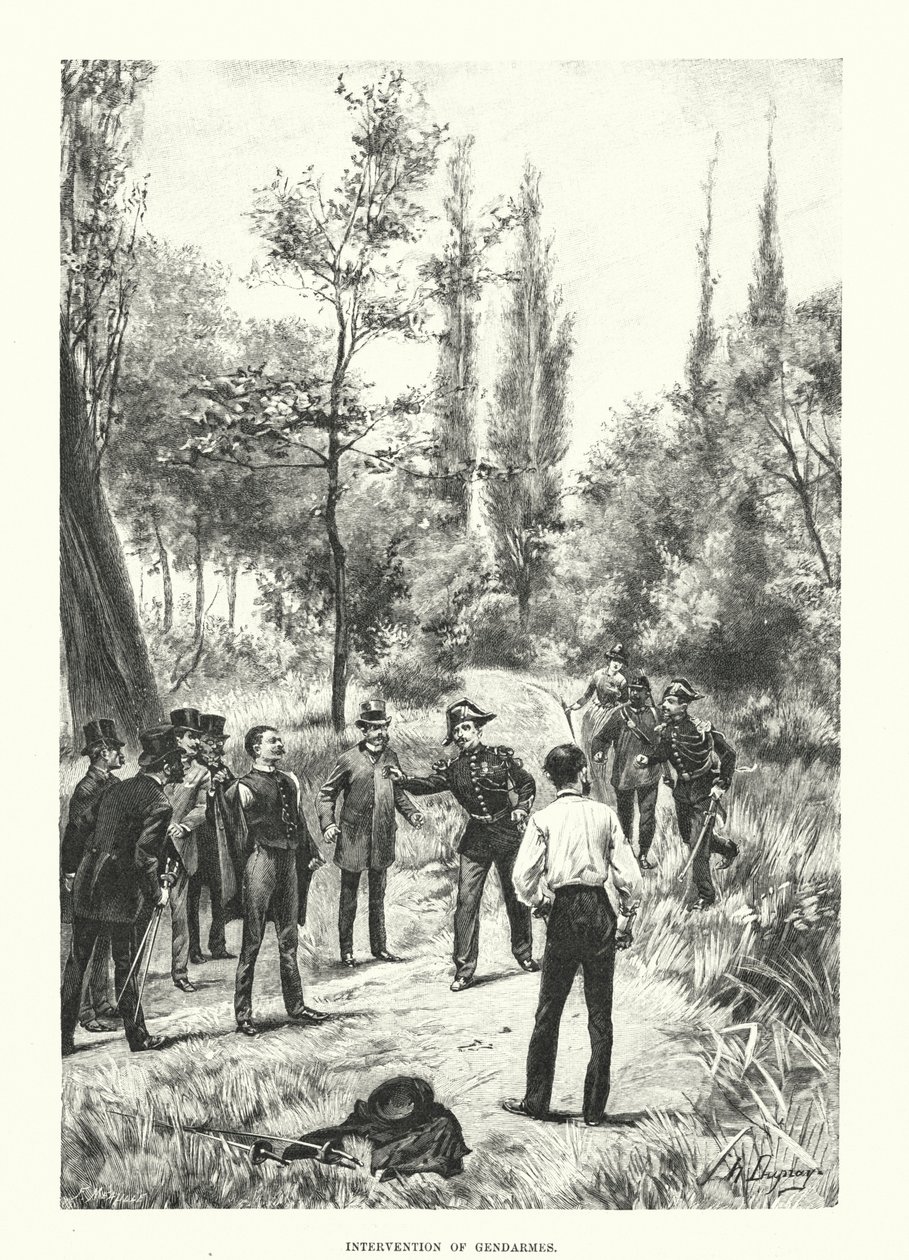 Intervención de gendarmes (grabado) de Henri-Louis Dupray