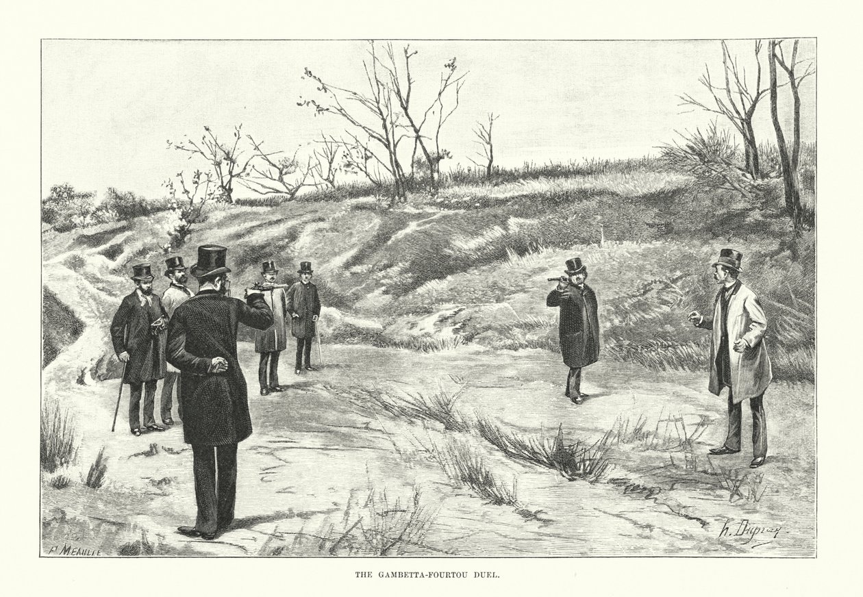 El duelo Gambetta Fourtou (grabado) de Henri-Louis Dupray