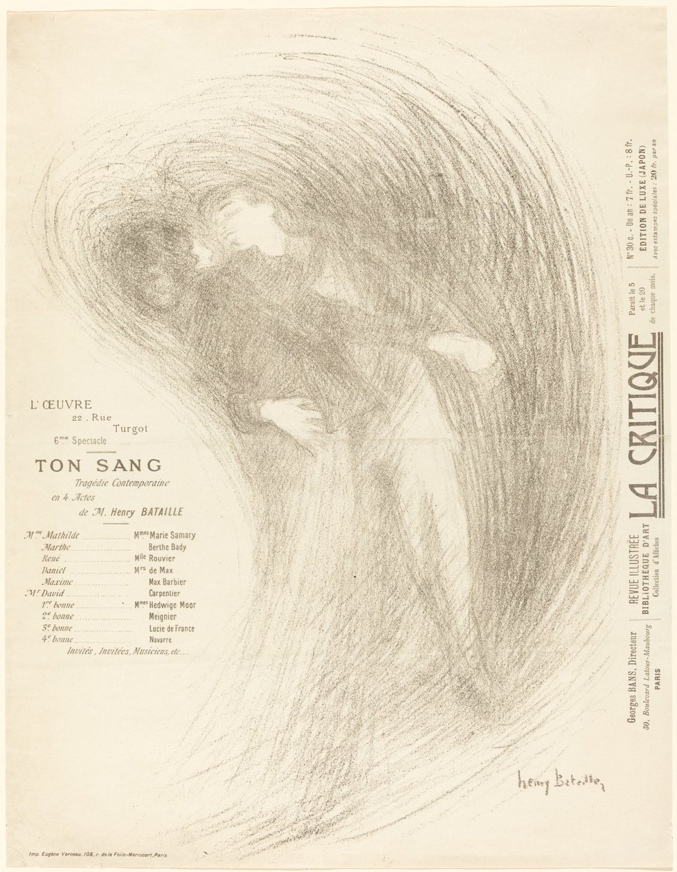 Tu sangre de Henri Bataille