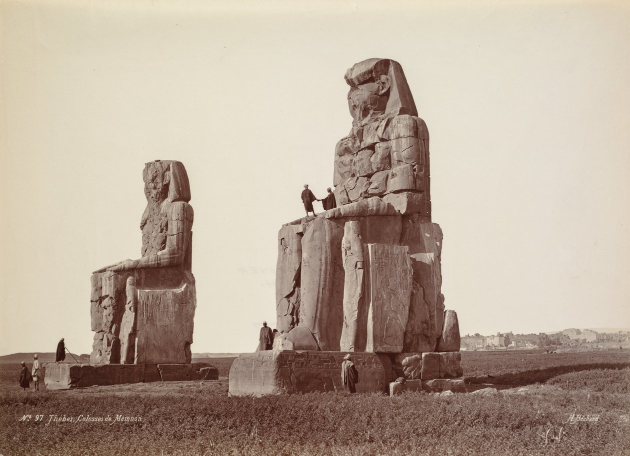 Tebas, los colosos de Memnón, 1870s de Georges Henri Bechard