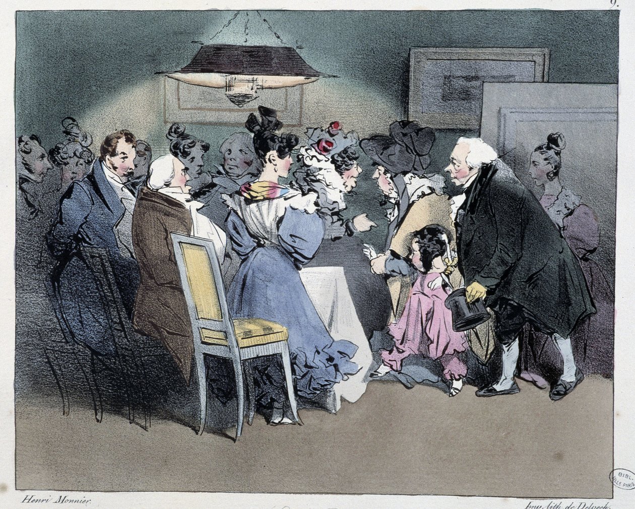 Las visitas - en “Esbozos parisinos” de Henri Monnier, ed. Delpech, París de Henri Bonaventure Monnier
