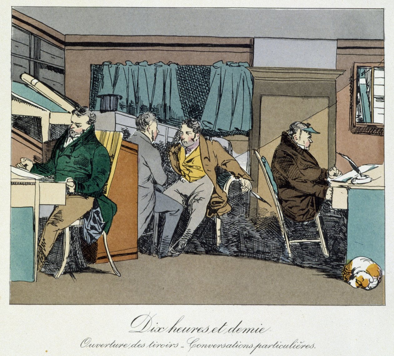 Diez y media horas: apertura de cajones y conversaciones privadas - en "Administrative mores" por Henri Monnier de Henri Bonaventure Monnier
