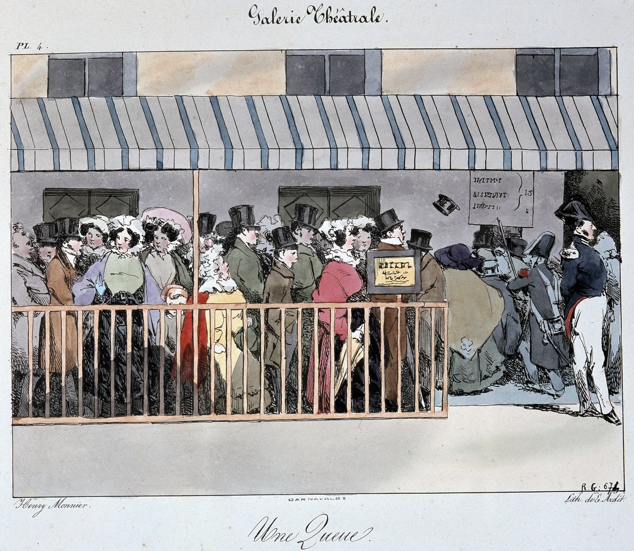 Galería de Teatro: una cola en la entrada de Henri Bonaventure Monnier