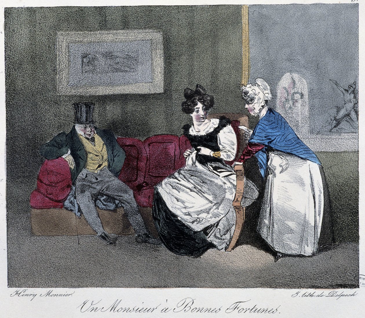 Un señor con buena fortuna - en "Esquisses parisiennes" por Henri Monnier, ed. Delpech, París de Henri Bonaventure Monnier
