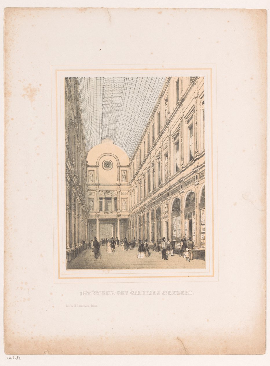 Interior de las Galerías Reales Saint-Hubert de Bruselas Intérieur des galeries St. Hubert (título sobre el objeto) de Henri Borremans (attributed to)