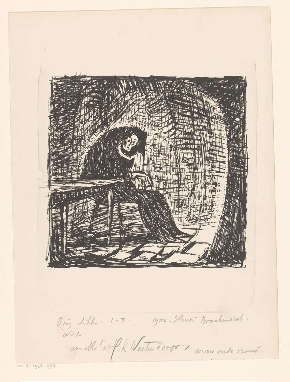Pobre anciana (título original del objeto) de Henri Braakensiek (signed by artist)