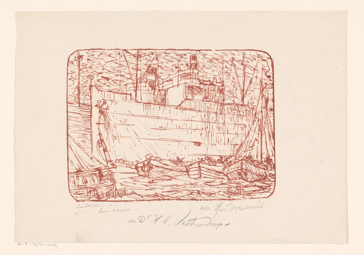 Haven te Antwerpen (título original del objeto) de Henri Braakensiek (signed by artist)
