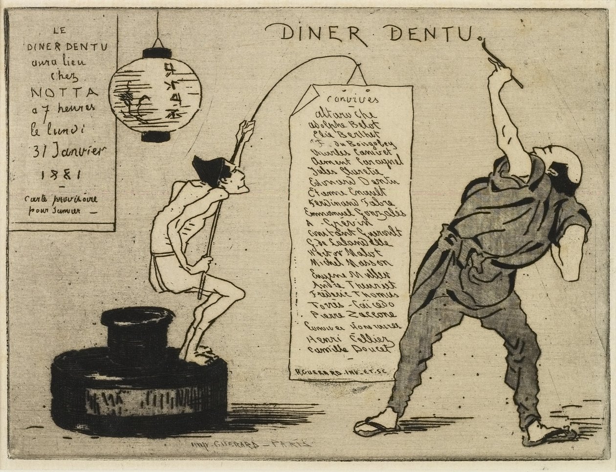 Japonés sobre un tintero, 1881 de Henri Charles Guérard